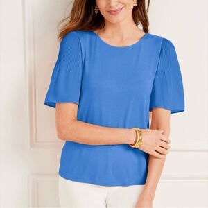 NWT Talbots Royal Blue Women's Pleated Sleeve Blouse